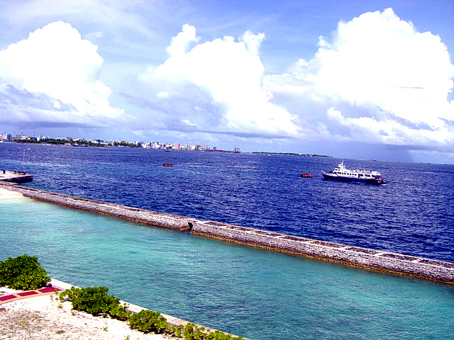 InternetHolidaysBiz Airport Transit Hotels Hulhule Airport Island Male International Airport Maldives view of Male capital from suite bedroom window