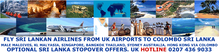 Sri Lankan Airlines flights worldwide via Sri Lanka Colombo International Airport with optional Sri Lanka stopover tour